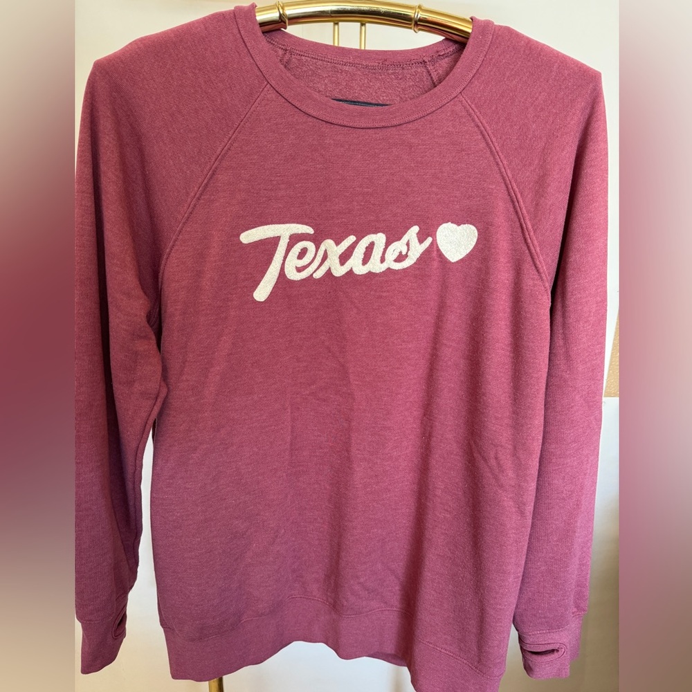 State of Mind Texas Heart Crewneck Sweatshirt - Dusty Rose & White